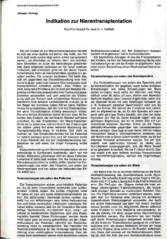 Vorschauseite 1: Indikation zur Nierentransplantation