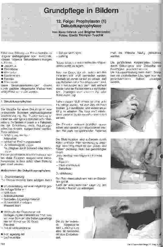 Vorschauseite 1: Grundpflege in Bildern 12. Folge: Prophylaxen (1) Decubitusprophylaxe
