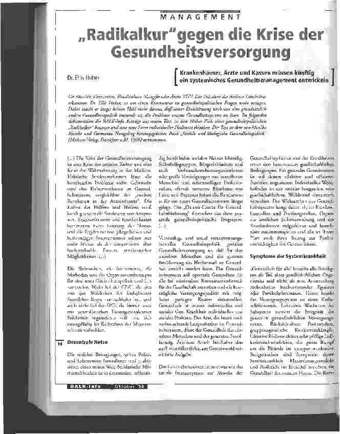 Vorschauseite 1: Radikalkur gegen die Krise der Gesundheitsversorgung
