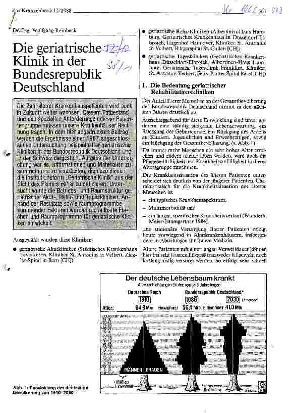 Vorschauseite 1: Die geriatrische Klinik in der Bundesrepublik Deutschland