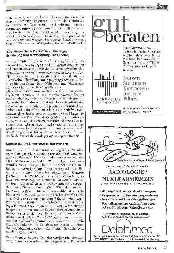 Vorschauseite 2: Eine gastronomische Alternative Ökologische Akzente in der Krankenhausverpflegung