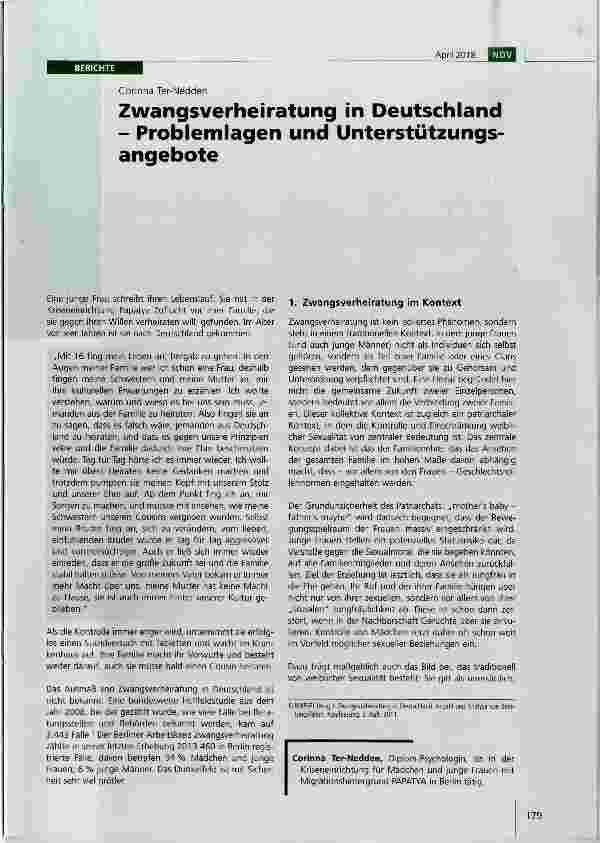 Vorschauseite 1: Zwangsverheiratung in Deutschland Problemlagen und Unterstützungsangebote