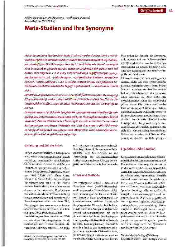 Vorschauseite 1: Meta-Studien und ihre Synonyme