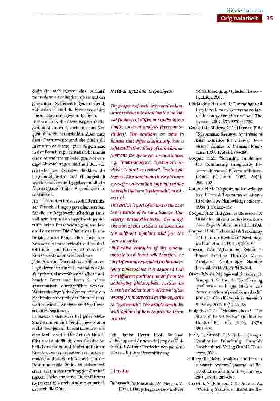 Vorschauseite 5: Meta-Studien und ihre Synonyme