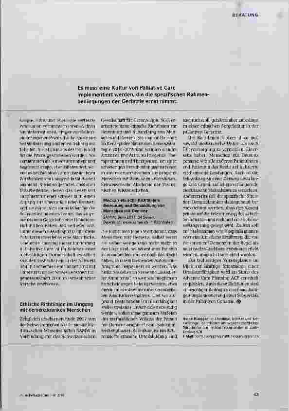 Vorschauseite 2: Sorgeethik in der Palliativen Geriatrie