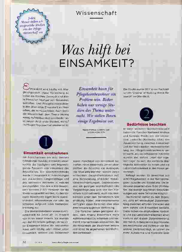 Vorschauseite 1: Was hilft bei EINSAMKEIT?