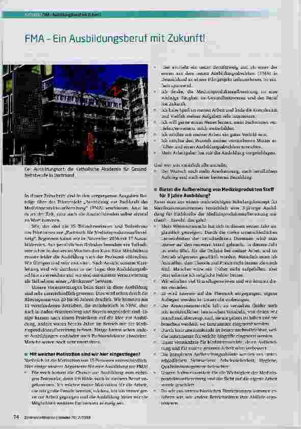 Vorschauseite 1: FMA Ein Ausbildungsberuf mit Zukunft!