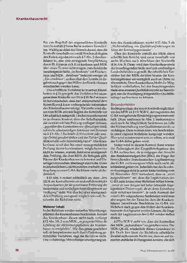 Vorschauseite 3: Im Namen der Qualität? Neue MDK-Kontrollen im Krankenhaus