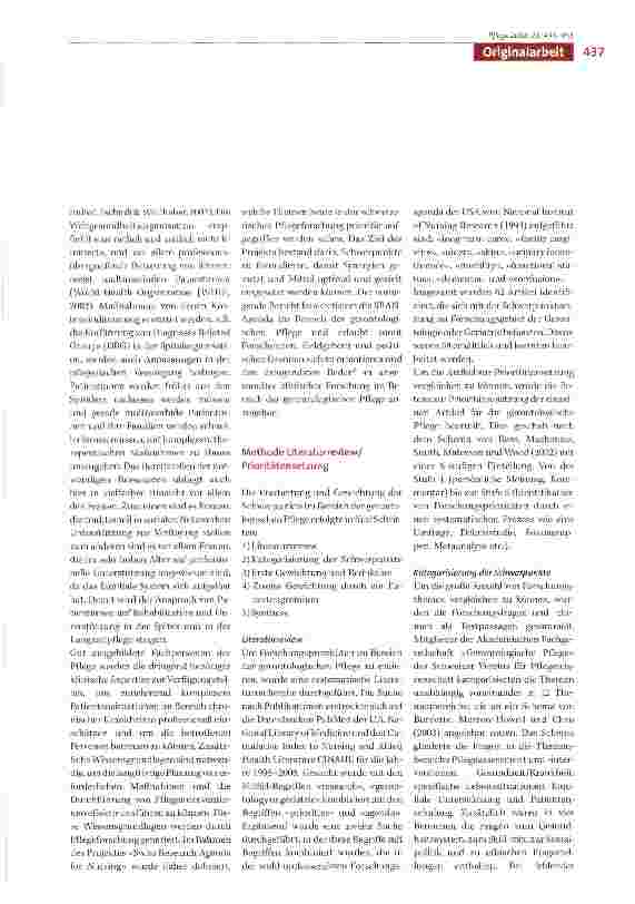 Vorschauseite 3: Forschungsprioritäten der gerontologischen Pflege