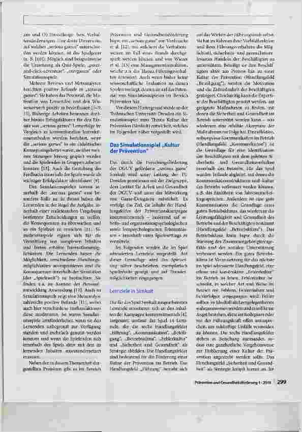 Vorschauseite 2: Das Simulationsspiel „Kultur der Prävention