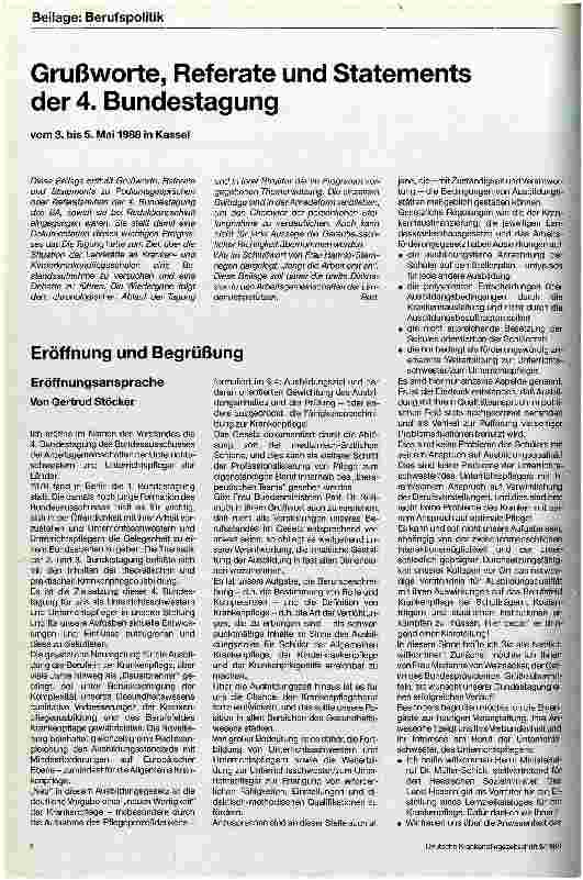 Vorschauseite 1: Grußworte, Referate und Statements der 4. Bundestagung Eröffung und Begrüßung