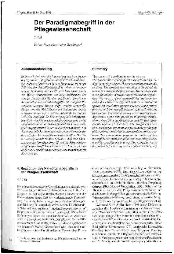 Vorschauseite 1: Der Paradigmabegriff in der Pflegewissenschaft Teil 2