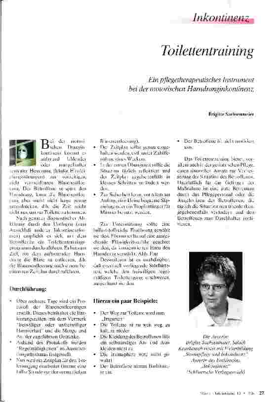 Vorschauseite 1: Toilettentraning Ein pflegetherapeutisches Instrument bei Harndranginkontinenz