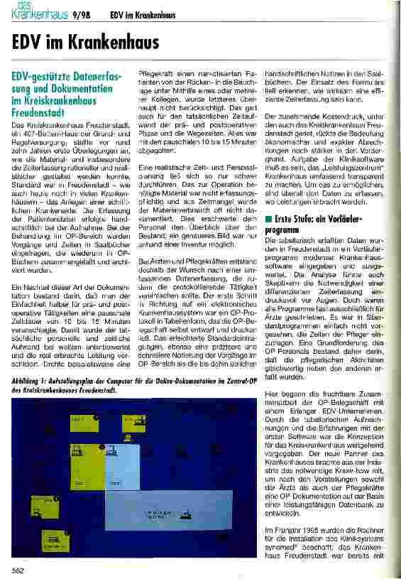 Vorschauseite 1: EDV-gestützte Datenerfassung und Dokumentation im Kreiskrankenhaus Freudenstadt