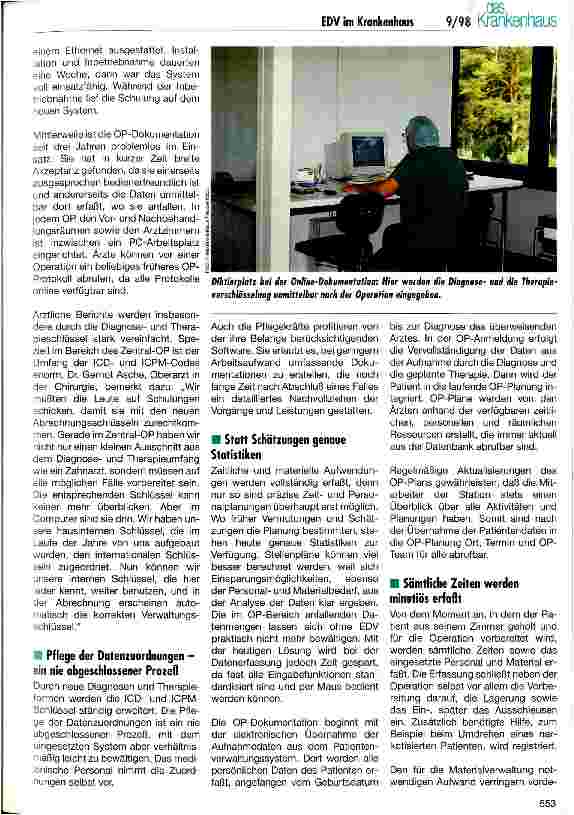 Vorschauseite 2: EDV-gestützte Datenerfassung und Dokumentation im Kreiskrankenhaus Freudenstadt