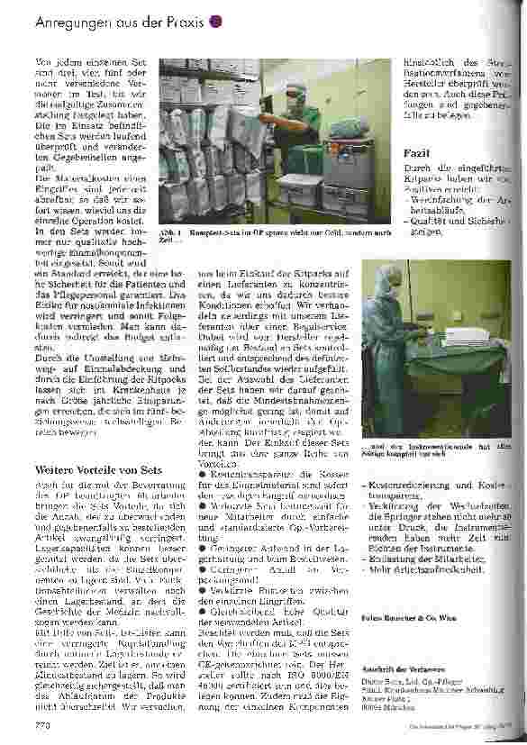 Vorschauseite 2: Komplett-Sets im OP Zeit und Geld stehen in der Pflege kaum noch zur Verfügung
