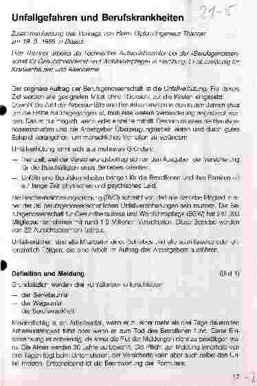Vorschauseite 1: Unfallgefahren und Berufskrankheiten