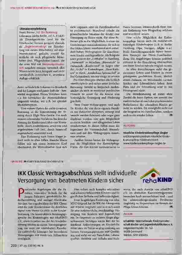 Vorschauseite 3: Heimbeatmung bei Kindern und Jugendlichen
