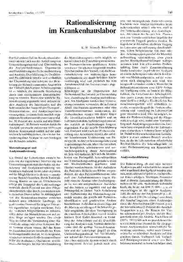 Vorschauseite 1: Rationalisierung im Krankenhauslabor