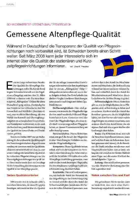Vorschauseite 1: Gemessene Altenpflege-Qualität