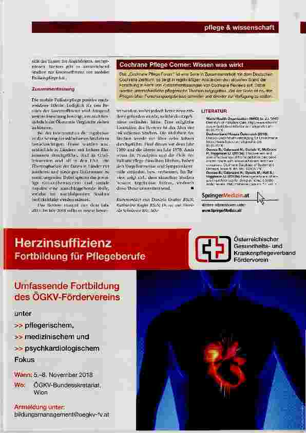 Vorschauseite 2: Cochrane Pflege Forum Häusliche palliative Betreuungsdienste für Erwachsene