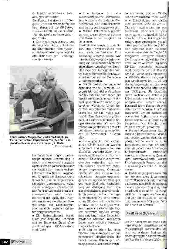 Vorschauseite 4: Im OP herrschen nun verbindliche Spielregeln Im St.-Bernhard-Hospital Kamp-Lintfort wurde die OP-Organisation neu strukturiert
