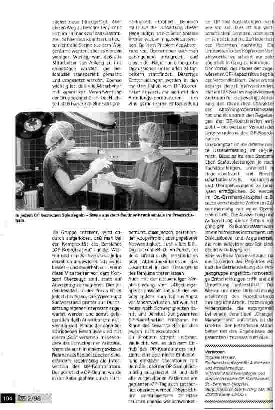 Vorschauseite 5: Im OP herrschen nun verbindliche Spielregeln Im St.-Bernhard-Hospital Kamp-Lintfort wurde die OP-Organisation neu strukturiert