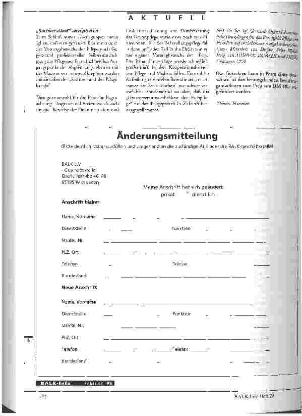 Vorschauseite 3: Welcher Profession kommen welche Verantwortlichkeiten zu? Rechtsexperte Igl kritisiert geltendes Recht zur Aufgabenund Kompetenzverteilung in der Krankenfürsorge/Gutachten vorgest…
