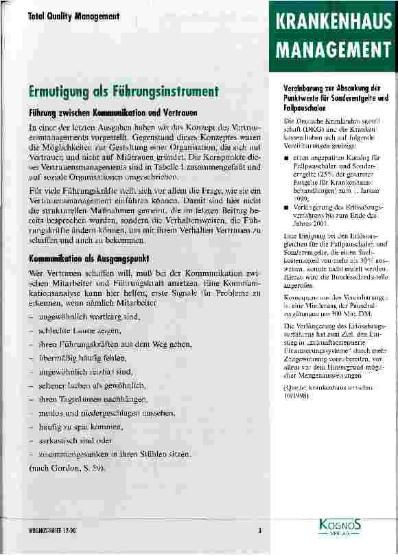 Vorschauseite 1: Ermutigung als Führungsinstrument Führung zwischen Kommunikation und Vertrauen