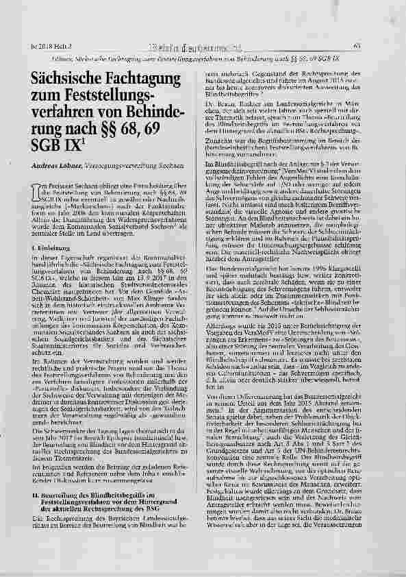 Vorschauseite 1: Sächsische Fachtagung zum Feststellungsverfahren von Behinderung nach §§ 68,69 SGB IX