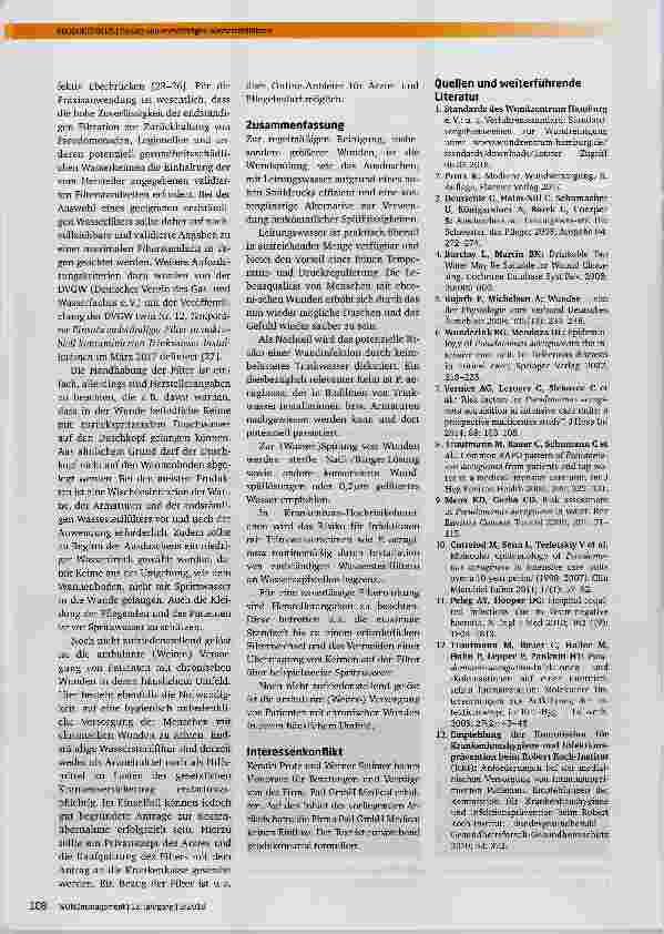 Vorschauseite 3: Einsatz von endständigen Wassersterilfiltern in der modernen Wundversorgung