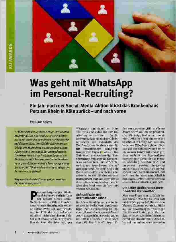 Vorschauseite 1: Was geht mit WhatsApp im Personal-Recruiting?
