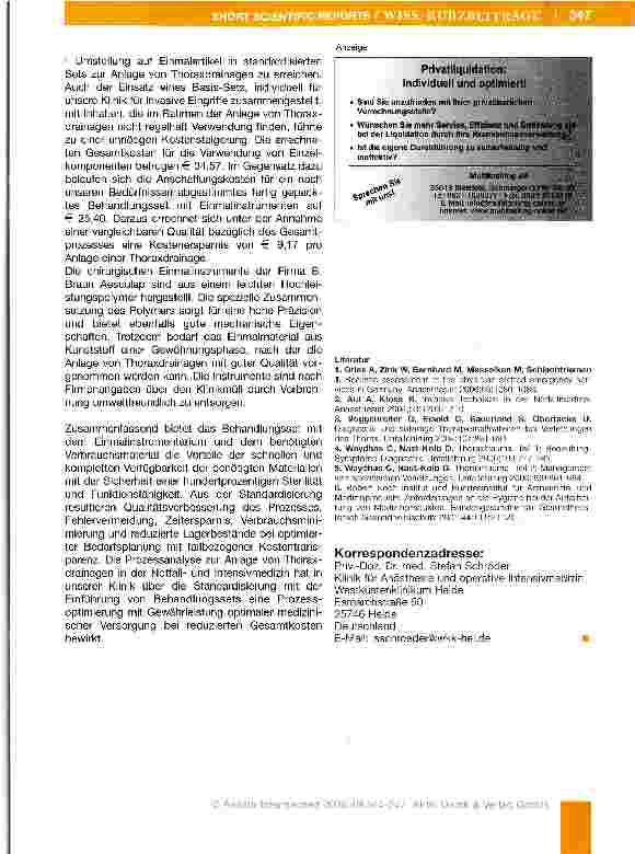 Vorschauseite 4: Prozessbetrachtung zur Einführung eines Einmalsets für die Anlage von Thoraxdrainagen in der Notfallund Intensivmedizin