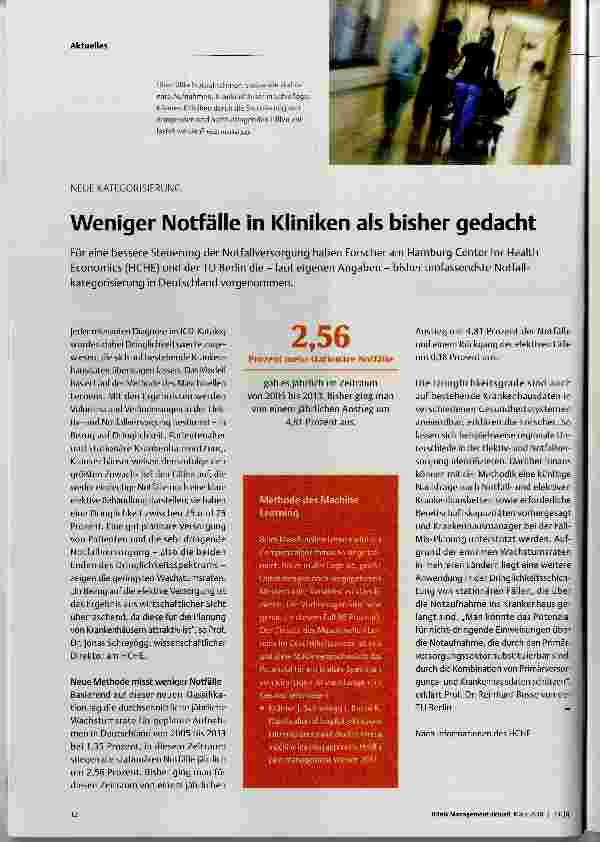 Vorschauseite 1: Weniger Notfälle in Kliniken als bisher gedacht