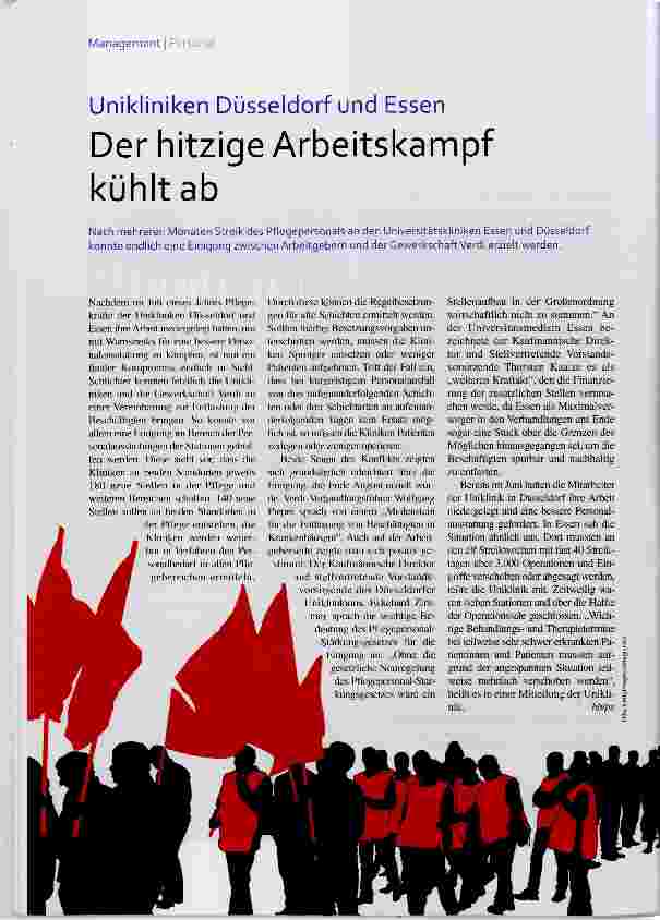 Vorschauseite 1: Unikliniken Düsseldorf und Essen Der hitzige Arbeitskämpf kühlt ab