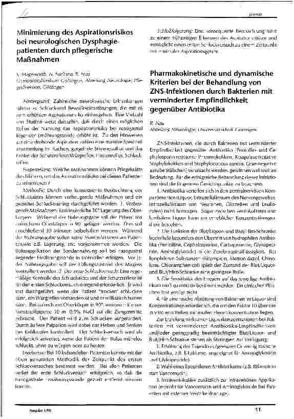 Vorschauseite 1: Minimierung des Aspirationsrisikos bei neurologischen Dysphagiepatienten durch pflegerische Maßnahmen
