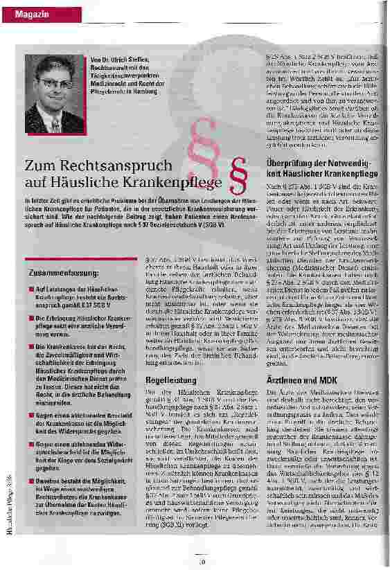 Vorschauseite 1: Zum Rechtsanspruch auf Häusliche Krankenpflege