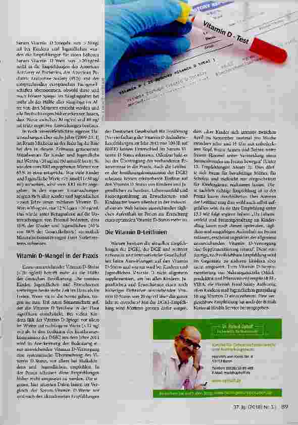 Vorschauseite 4: Kontroversen um den optimalen Vitamin D-Status und die Definition des Vitamin D-Mangels