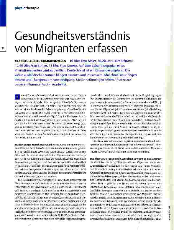 Vorschauseite 1: Gesundheitsverständnis von Migranten erfassen