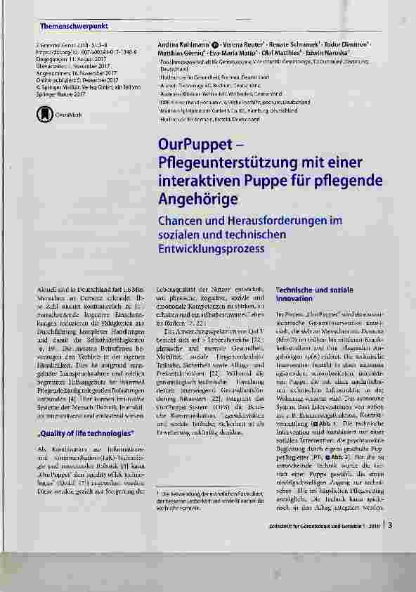 Vorschauseite 1: OurPuppetPflegeunterstützung mit einer interaktiven Puppe für pflegende Angehörige