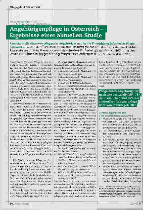 Vorschauseite 1: Angehörigenpflege in Österreich Ergebnisse einer aktuellen Studie