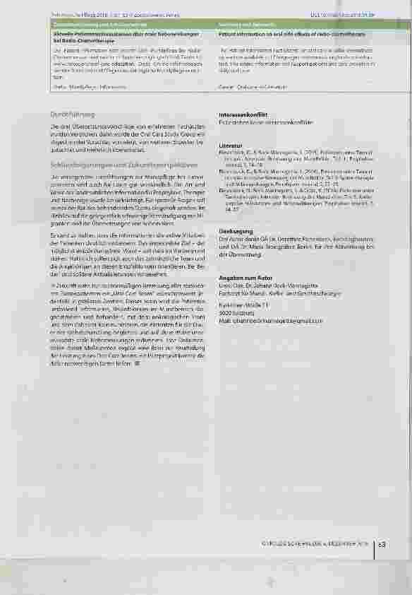 Vorschauseite 3: Aktuelle Patienteninformationen über orale Nebenwirkungen bei Radio-Chemotherapie