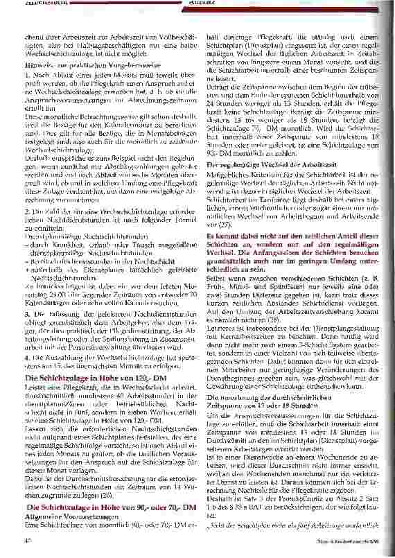Vorschauseite 2: Wechselschichtund Schichtzulagen für Pflegekräfte 2. Teil