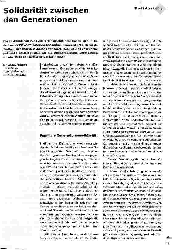 Vorschauseite 1: Solidarität zwischen den Generationen