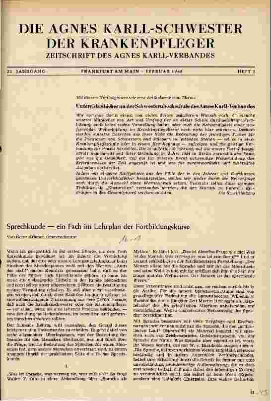 Vorschauseite 1: Sprechkunde - ein Fach im Lehrplan der Fortbildungskurse