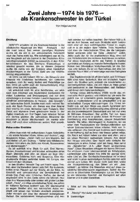 Vorschauseite 1: Zwei Jahre - 1974 bis 1976 - als Krankenschwester in der Türkei