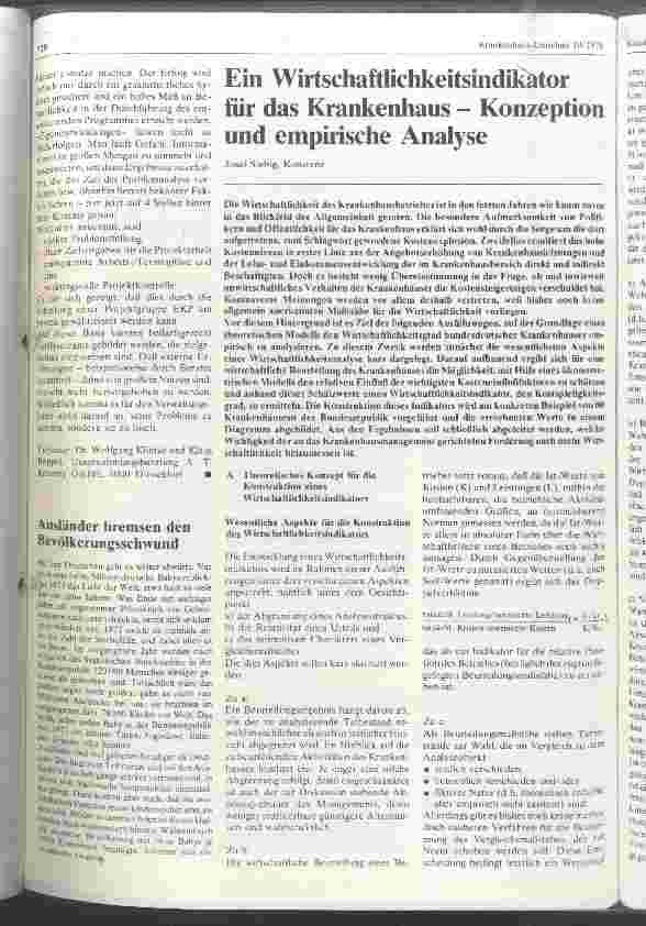 Vorschauseite 1: Ein Wirtschaftlichkeitsindikator für das Krankenhaus - Konzeption und empirische Analyse