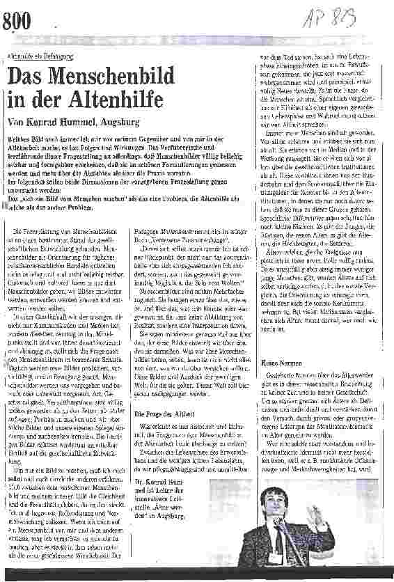 Vorschauseite 1: Altenhilfe als Befähigung Das Menschenbild in der Altenhilfe