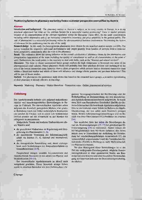 Vorschauseite 2: Positionierungsfaktoren im Apothekenmarketing aus Kundenperspektive am Beispiel Österreichs