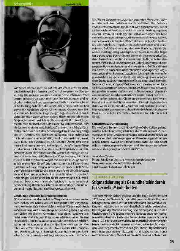 Vorschauseite 1: Stigmatisierung als Gesundheitshindernis für sexuelle Minderheiten